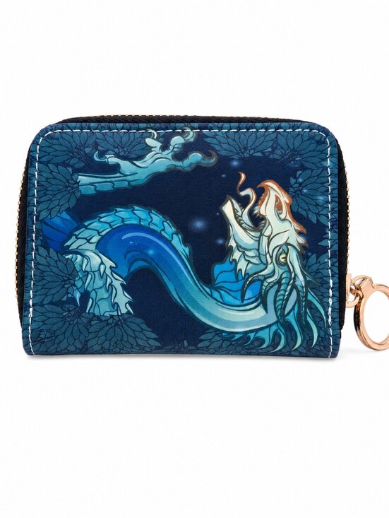 Handbags - Blue Dragon Accordion Card Holder Wallet Zip Around Gold Tone Ring NWOT